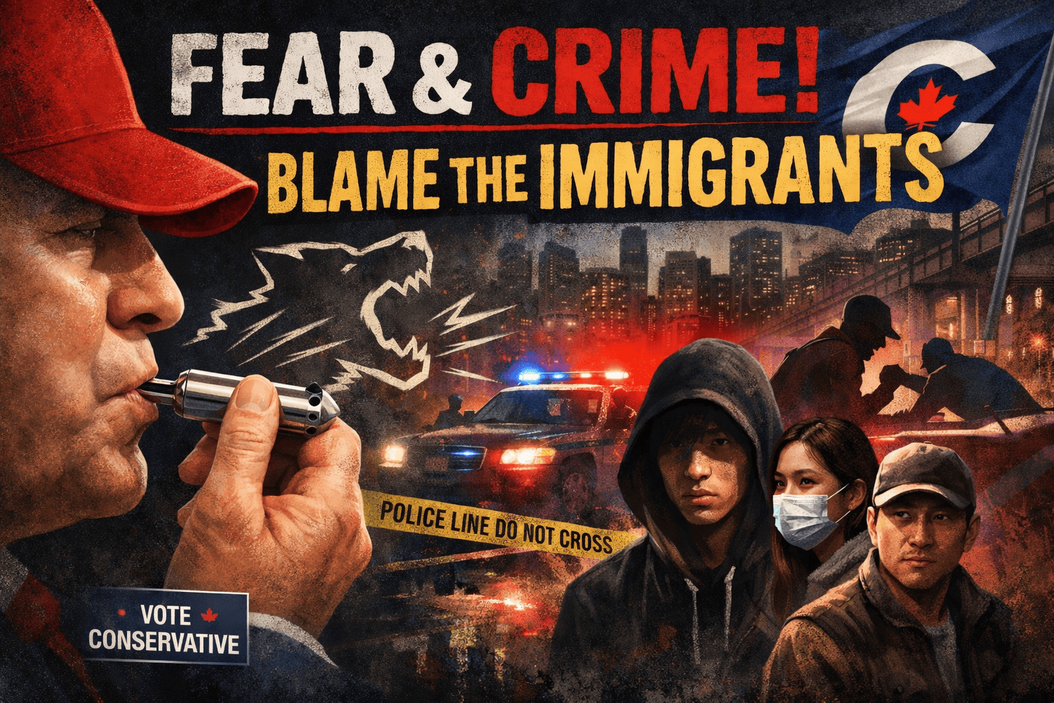 Read more about the article Conservative’s Run Dog Whistle Campaign About Immigrants Over Crimes Being Committed by People in Asia – Conservative Canadians too Stupid to Dig at All